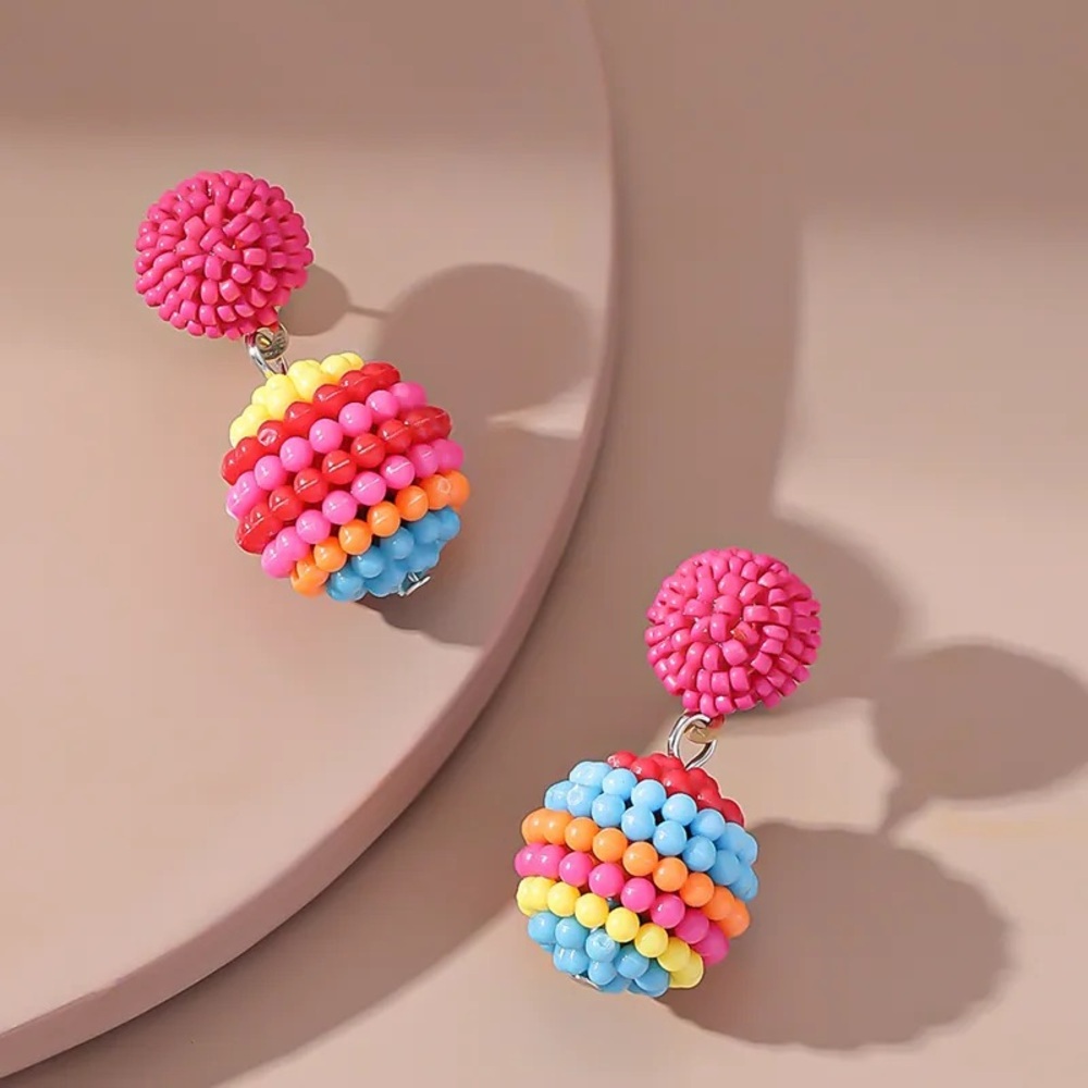 Colorful Beaded Drop Earrings. Pick your colour